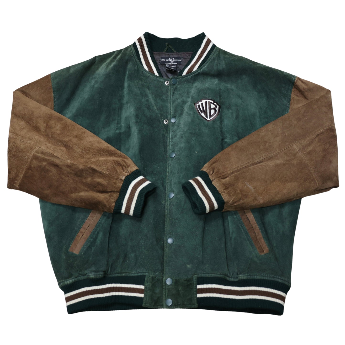 Vintage 90s Warner Bros Suede Varsity Jacket