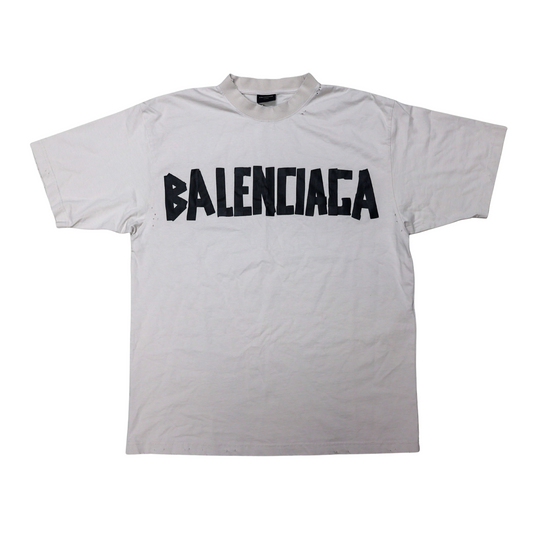 Balenciaga Tape Logo T Shirt Beige