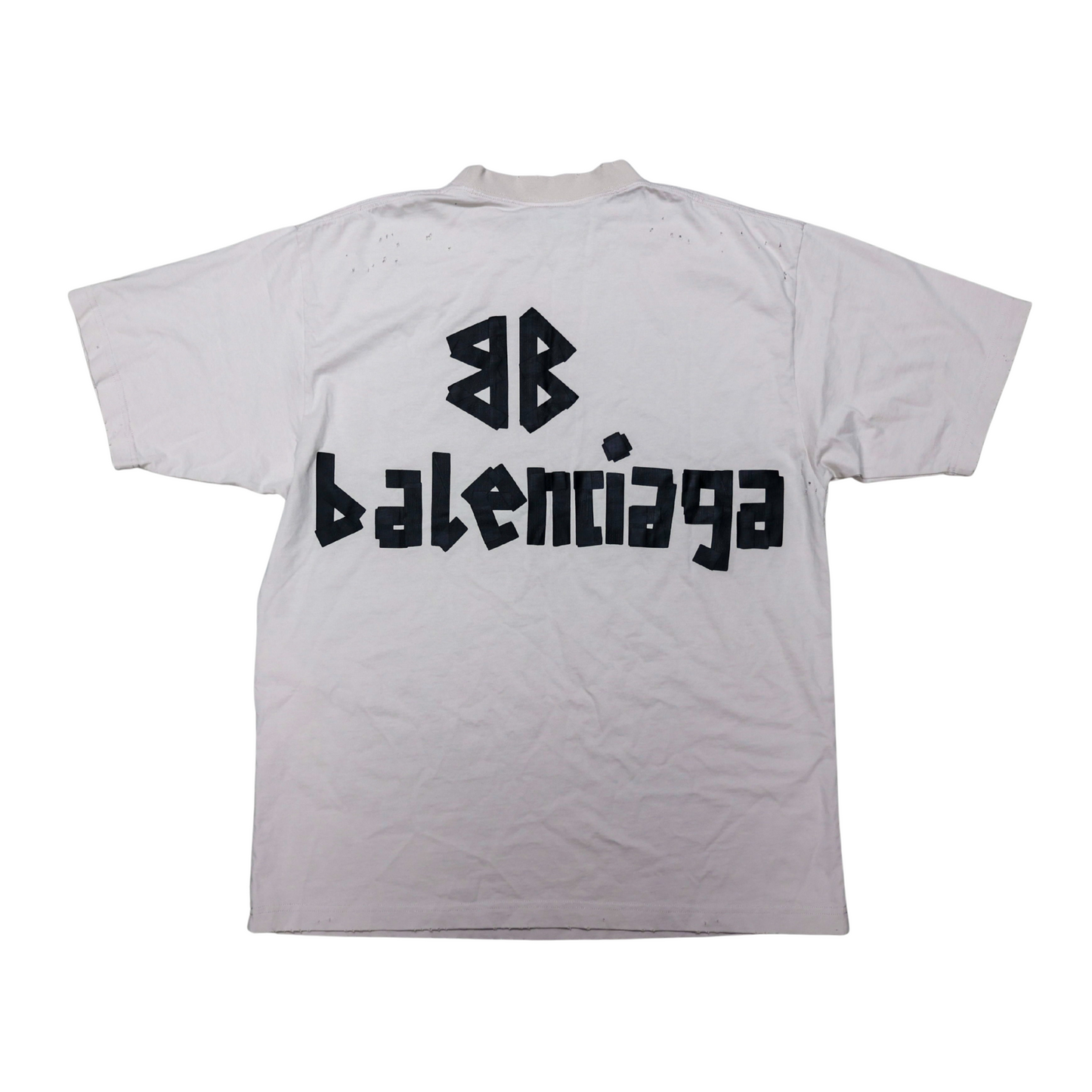 Balenciaga Tape Logo T Shirt Beige