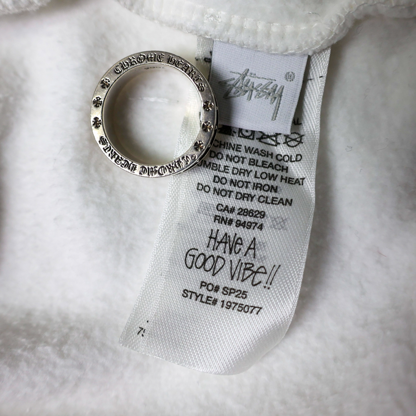 Stussy White Pigment Dyed Dice Hoodie Zip Up