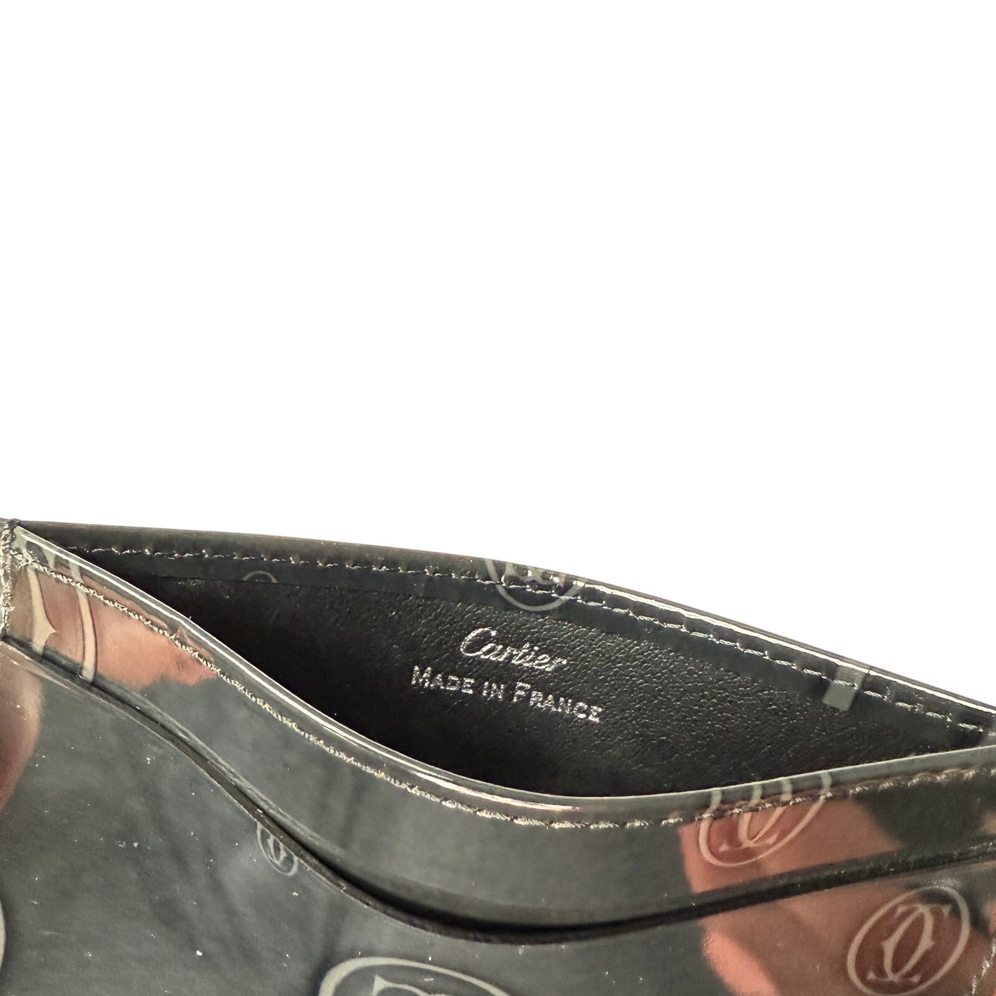 Cartier Black Patent Leather Happy Birthday Card Holder Black