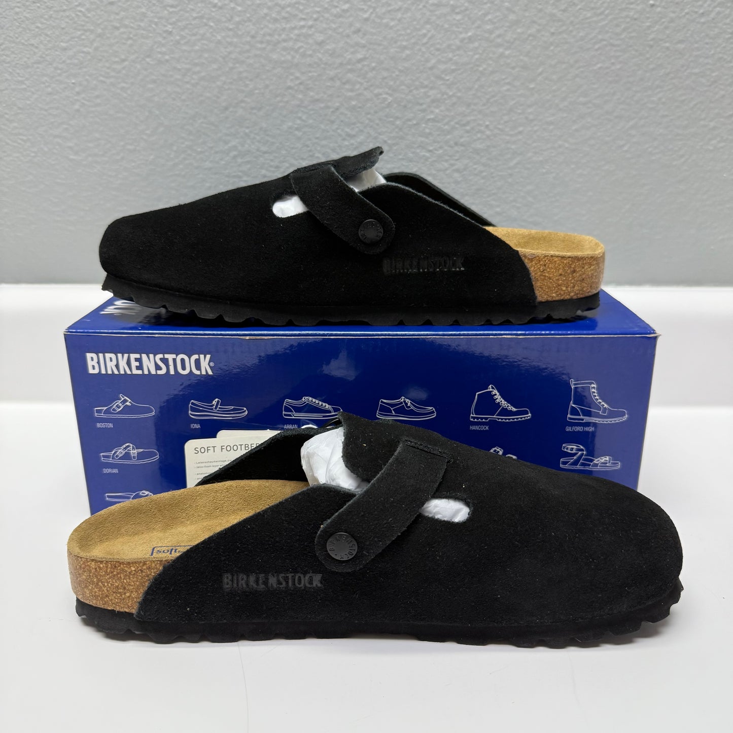 Birkenstock Boston Soft Footbed Suede Black