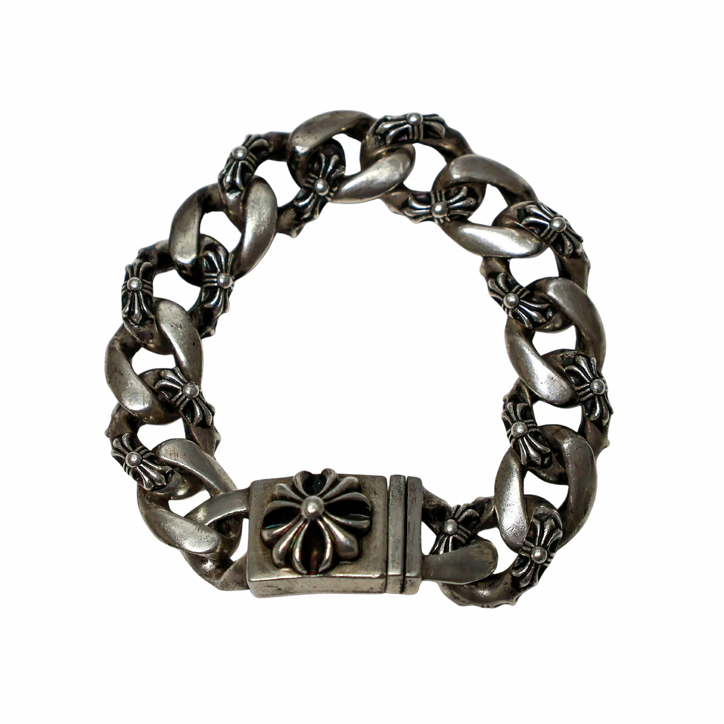 Chrome Hearts Large Fancy Link Plus Cross Box Bracelet
