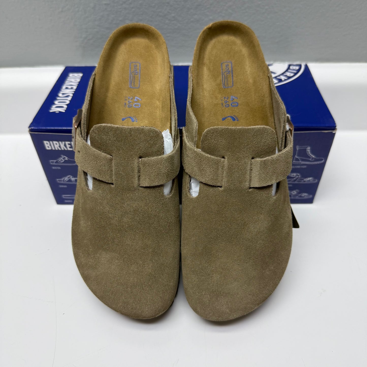 Birkenstock Boston Soft Footbed Suede Taupe