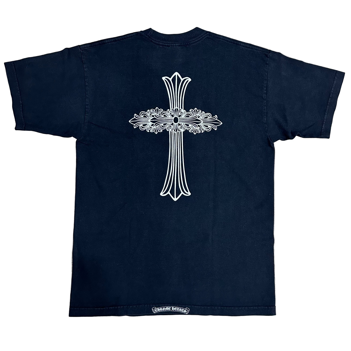 Chrome Hearts Floral Cross Neck Logo Black Pocket Tee