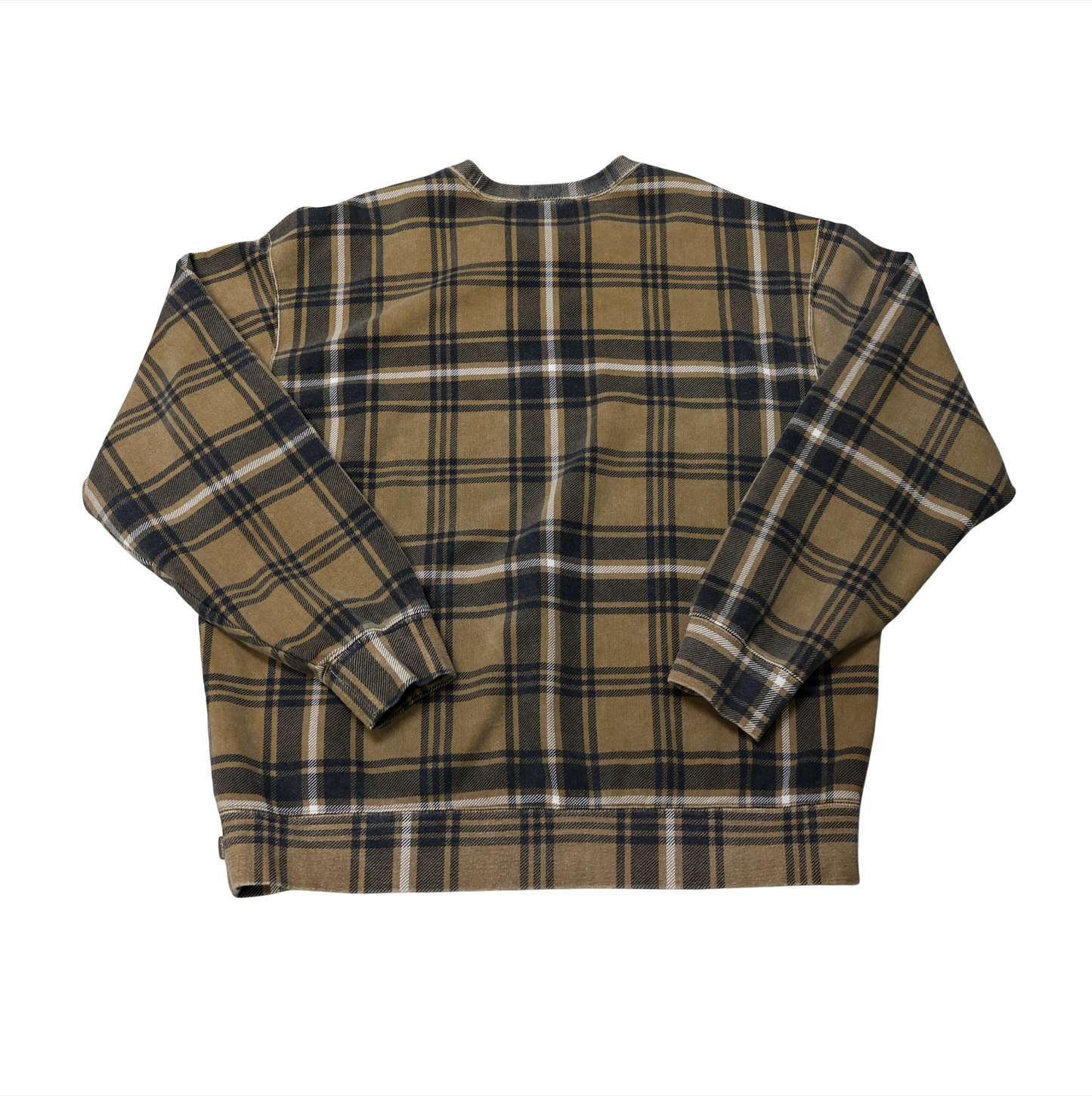 Supreme New York Logo Plaid Crewneck Brown SS 21