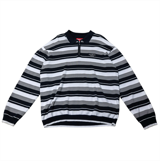 Supreme Stripe Zip Long Sleeve Polo