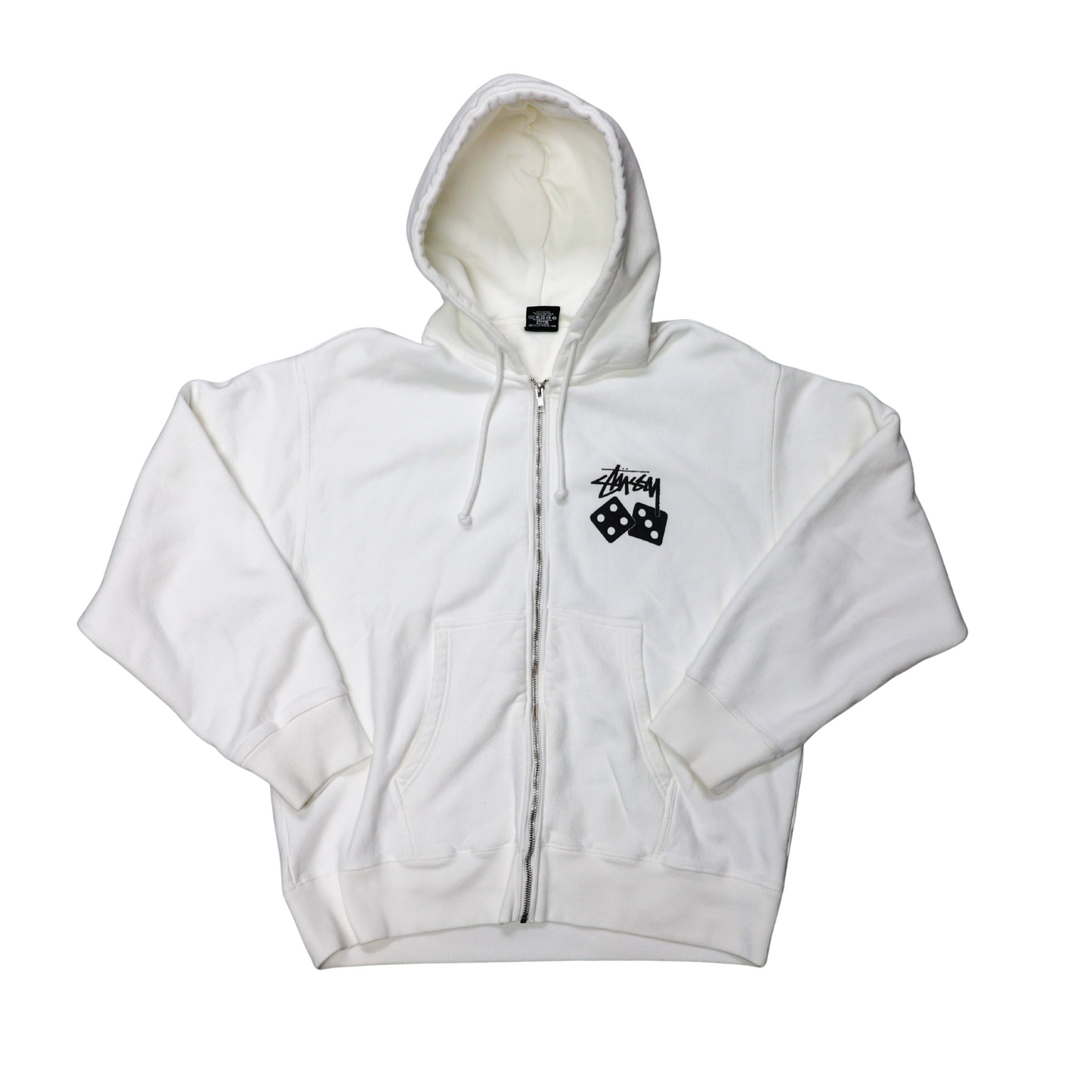 Stussy White Pigment Dyed Dice Hoodie Zip Up