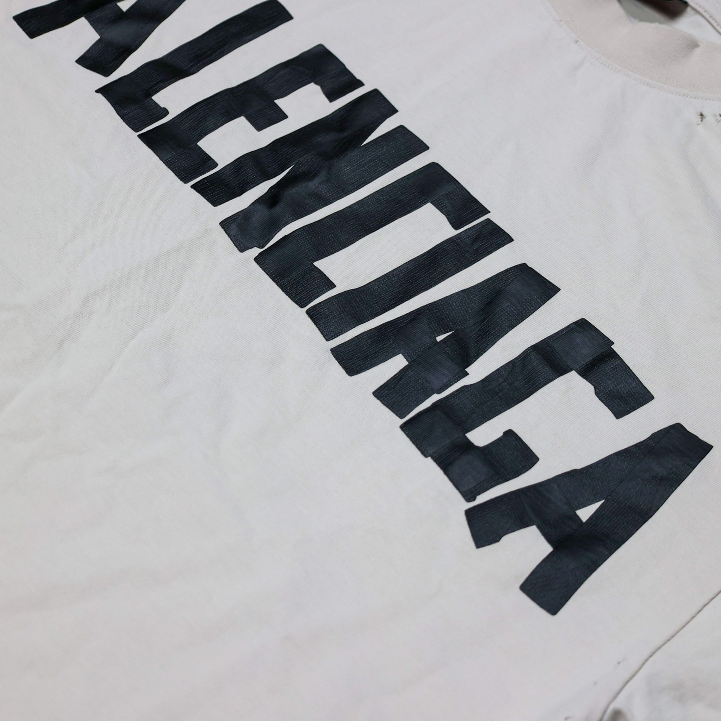 Balenciaga Tape Logo T Shirt Beige