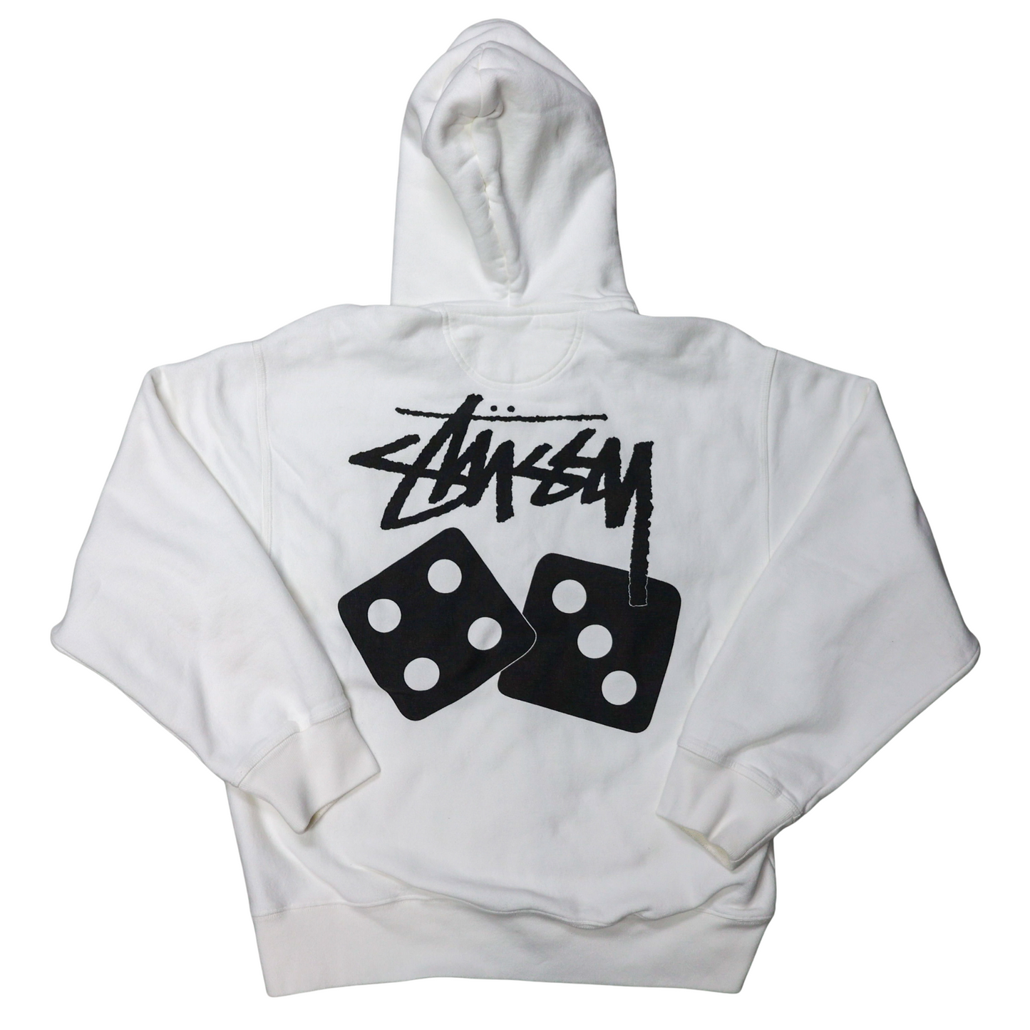 Stussy White Pigment Dyed Dice Hoodie Zip Up