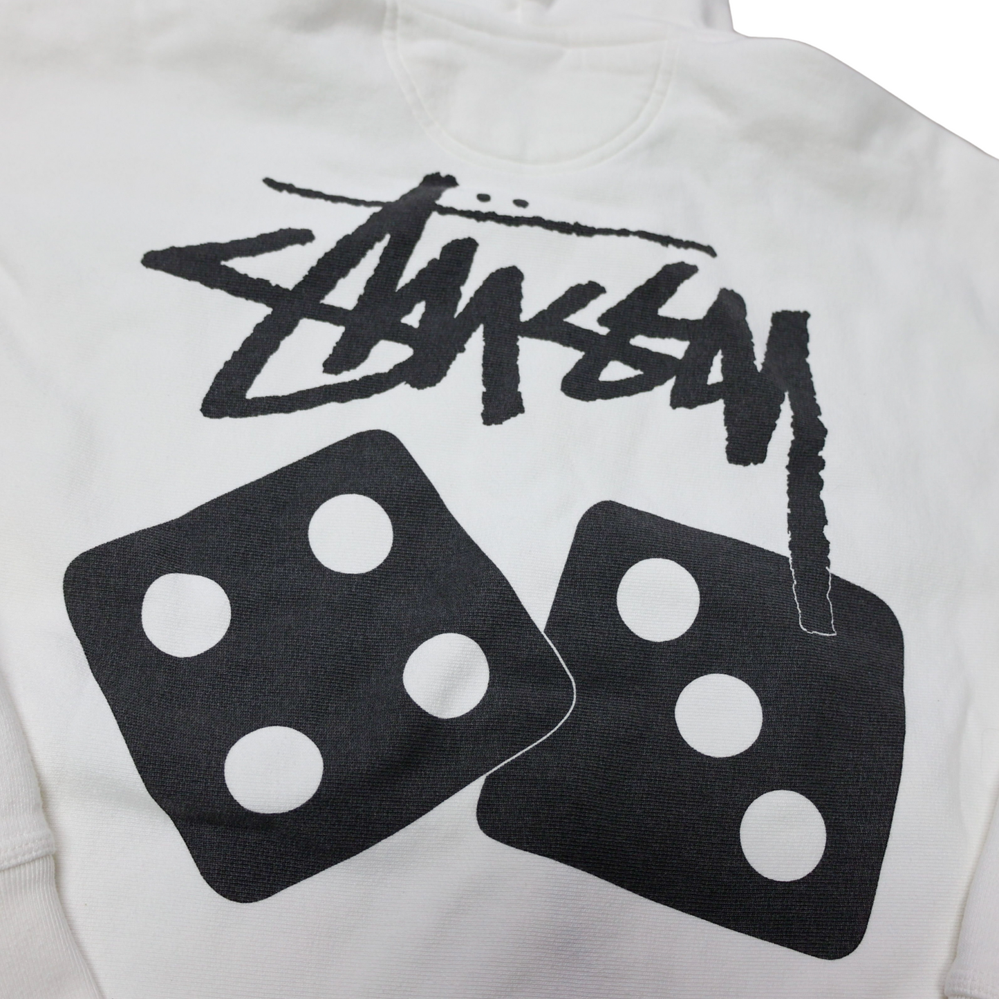 Stussy White Pigment Dyed Dice Hoodie Zip Up