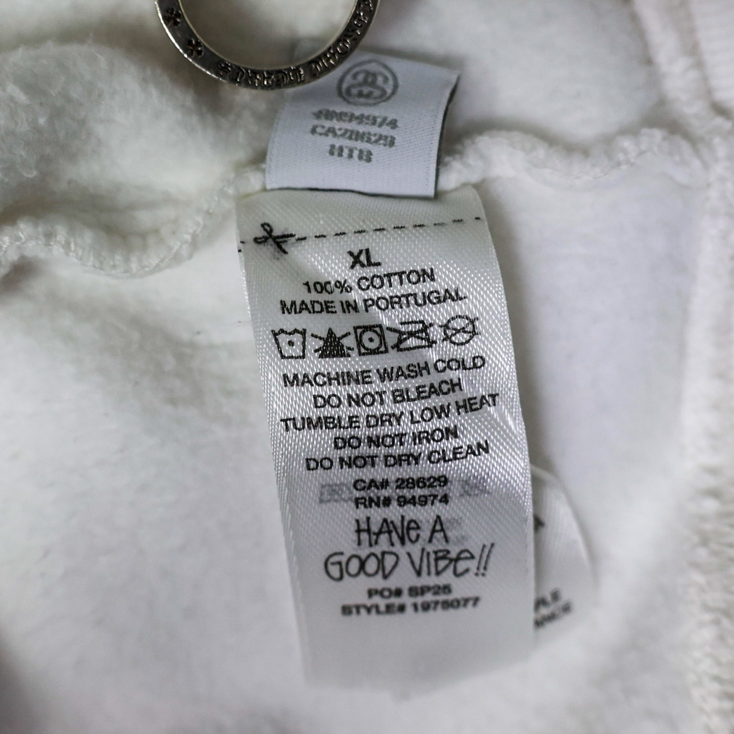 Stussy White Pigment Dyed Dice Hoodie Zip Up